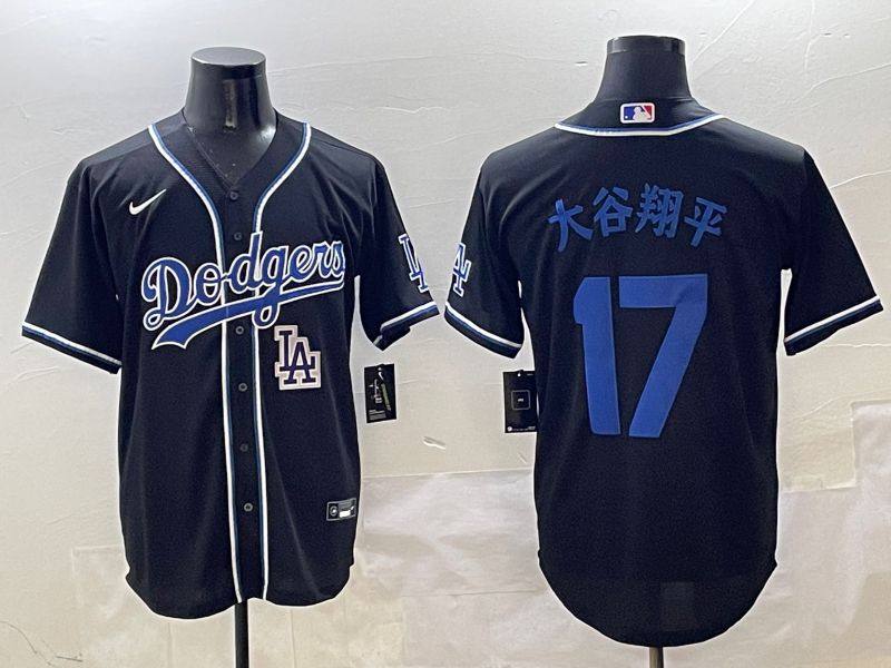 Men Los Angeles Dodgers #17 Ohtani Black blue Three generations Nike 2025 MLB Jersey style 26